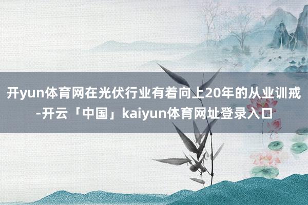 开yun体育网在光伏行业有着向上20年的从业训戒-开云「中国」kaiyun体育网址登录入口