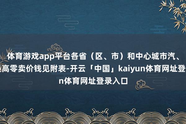体育游戏app平台各省（区、市）和中心城市汽、柴油最高零卖价钱见附表-开云「中国」kaiyun体育网址登录入口