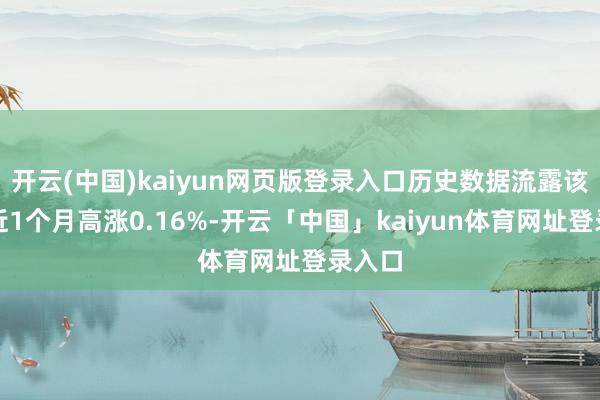 开云(中国)kaiyun网页版登录入口历史数据流露该基金近1个月高涨0.16%-开云「中国」kaiyun体育网址登录入口