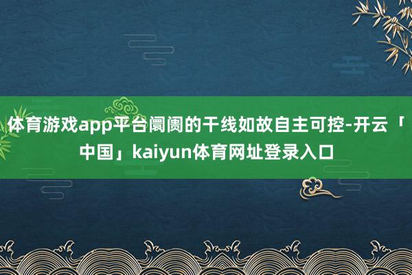 体育游戏app平台阛阓的干线如故自主可控-开云「中国」kaiyun体育网址登录入口