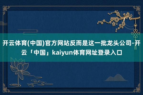 开云体育(中国)官方网站反而是这一批龙头公司-开云「中国」kaiyun体育网址登录入口