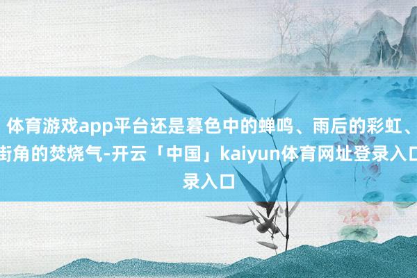 体育游戏app平台还是暮色中的蝉鸣、雨后的彩虹、街角的焚烧气-开云「中国」kaiyun体育网址登录入口